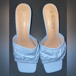 SANDALS STILETTO HEEL MULES BLUE SKY  size 8, 8.5, 10